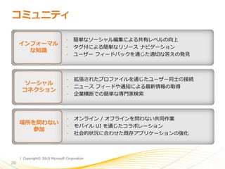 | Copyright© 2010 Microsoft Corporation
20
 