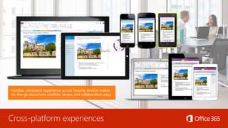Cross-platform experiences
Familiar, consistent experience across favorite devices makes
on-the-go document creation, review and collaboration easy.
 