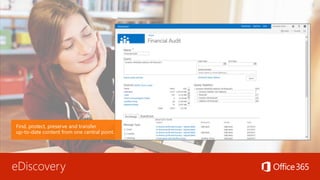 eDiscovery
Find, protect, preserve and transfer
up-to-date content from one central point.
 
