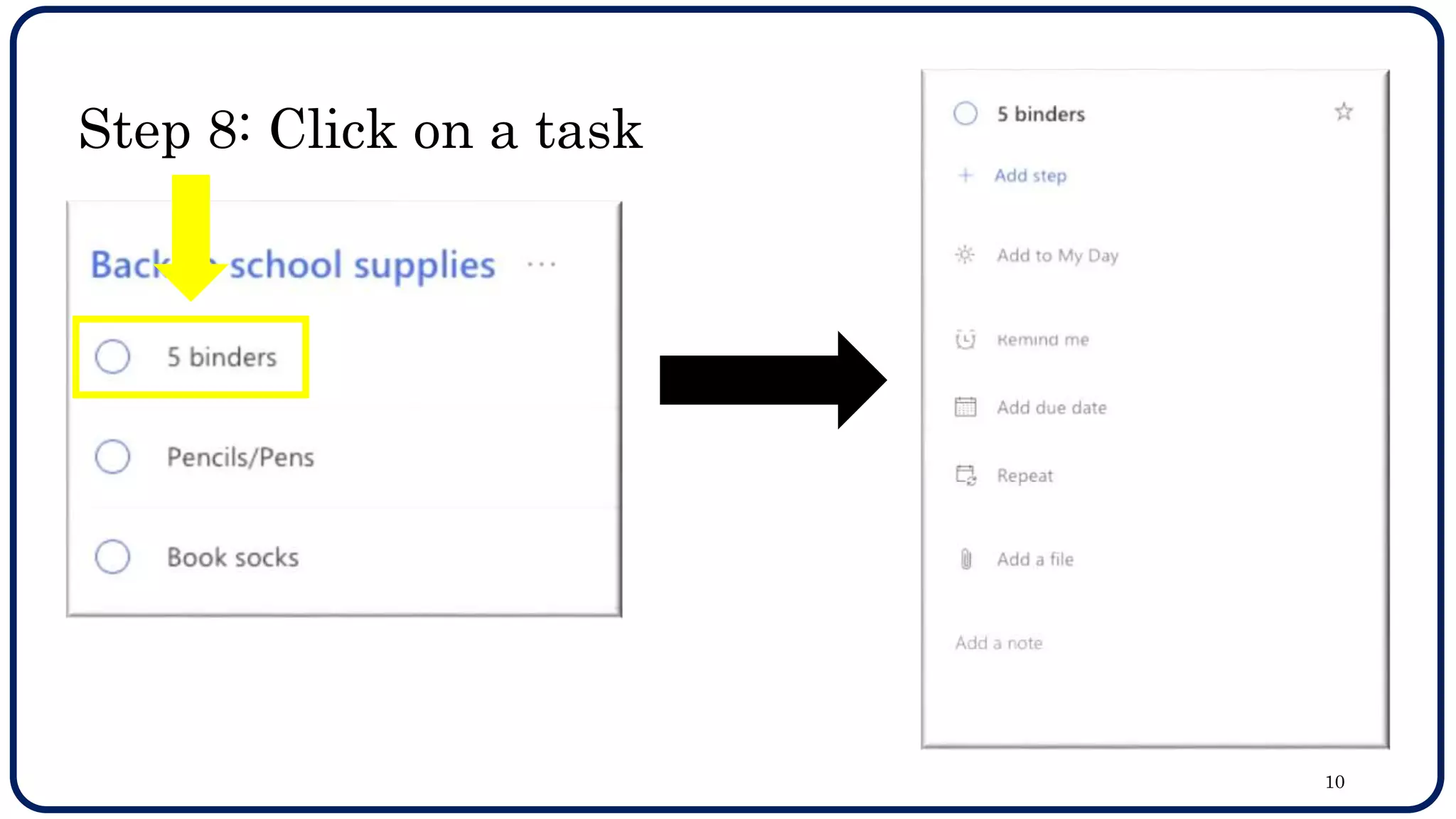 Step 8: Click on a task
10