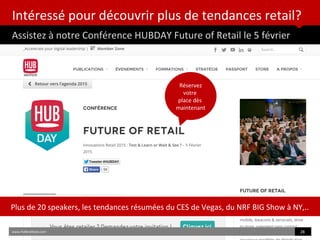 Intéressé pour découvrir plus de tendances retail?
Assistez à notre Conférence HUBDAY Future of Retail le 5 février
www.HUBinsttute.com 28
Réservez
votre
place dès
maintenant
Plus de 20 speakers, les tendances résumées du CES de Vegas, du NRF BIG Show à NY,..
 