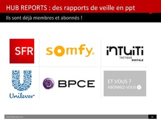 www.HUBinsttute.com 30
HUB REPORTS : des rapports de veille en ppt
Ils sont déjà membres et abonnés !
ET VOUS ?
ABONNEZ-VOUS
 