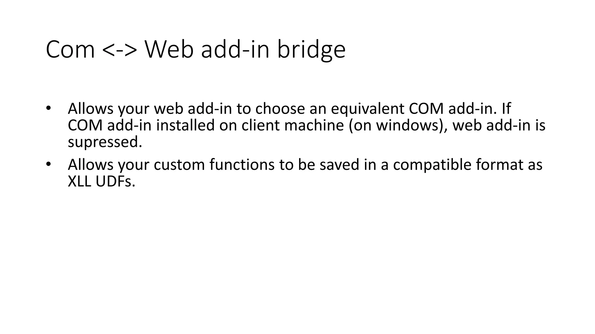 Com <-> Web add-in bridge
 