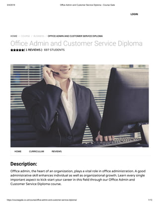 Office admin and customer service diploma - course gate | PDF
