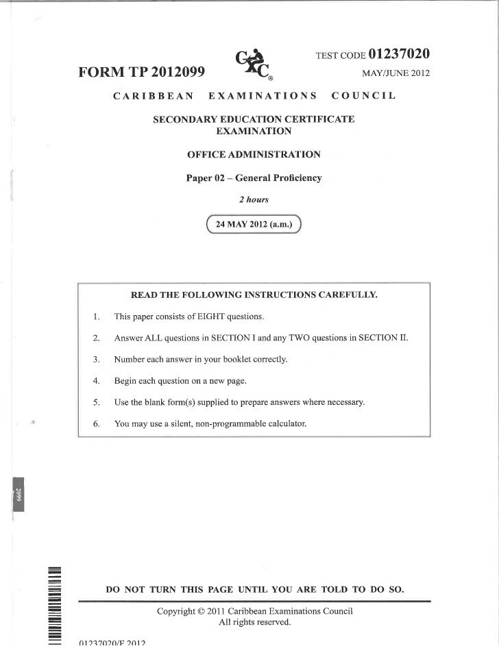 Social studies cxc paper two 2011