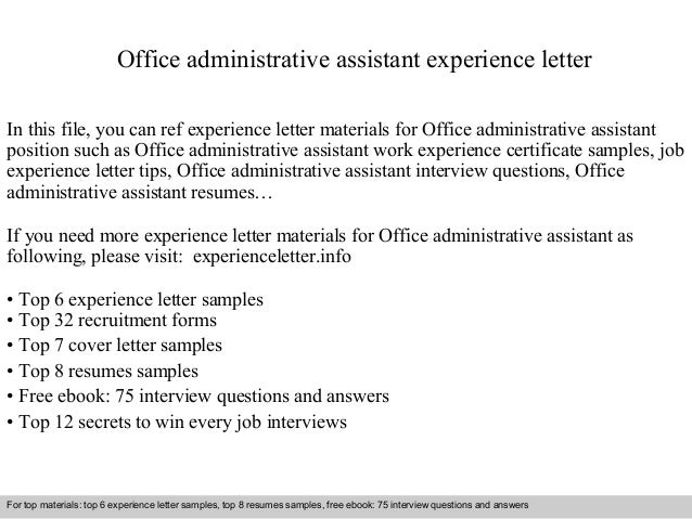office assistant work experience