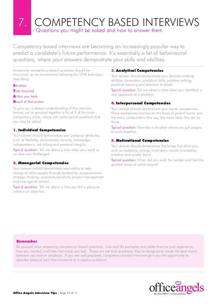 examples of competency based interview questions