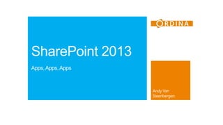 SharePoint 2013
Apps, Apps, Apps

 