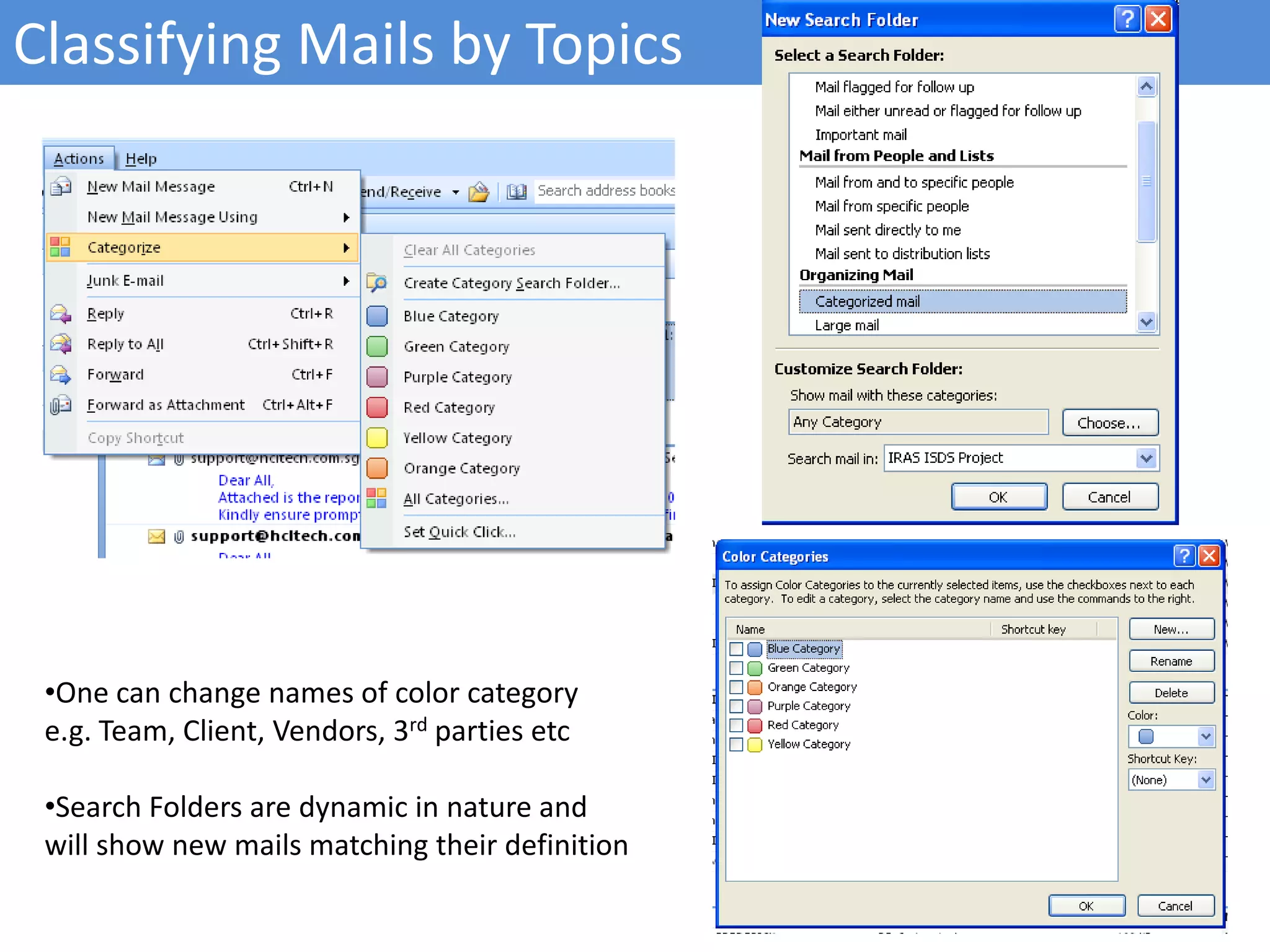 Overview - MS Outlook softwareMS Outlook  2007 software was released by Microsoft in Jan 2007. It is a personal information manager from Microsoft, available both as a separate application as well as a part of the Microsoft Office suite. It is often used mainly as an e-mail application, it also includes a Calendar, Task Manager, Contact Manager, note taking, a journal and web browsing.