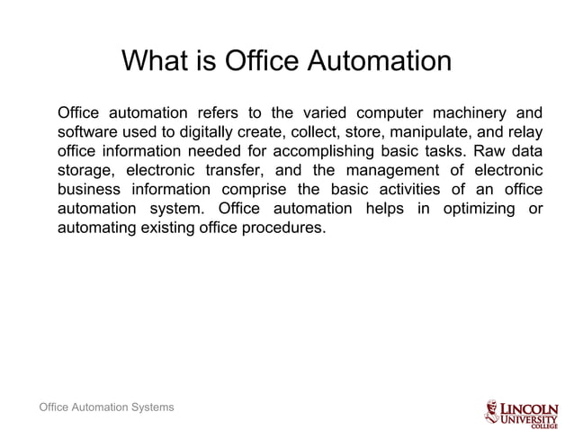 Office automation sysmtems | PPT | Email | Internet