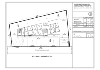 PLAN SHOWING THE PROPOSED
CONSTRUCTION OF PROFESSIONAL
CONSULTING OFFICE BUILDING AT
BALASUNDARAM ROAD,COIMBATORE.
STILT FLOOR PLAN CUM SITE PLAN
80'0" wide Balasundaram Road
106'
[32.31m]
108'
[32.92m]
15'
[4.57m]
5'-9"
[1.75m]
12'
[3.66m]
16'-5"
[5.00m]
16'-5"
[5.00m]
12'
[3.66m]
20'
[6.10m]
21'-6"
[6.55m]
47'-91
2"
[14.57m]
22'-3"
[6.78m]
8'
[2.44m]
78'
[23.78m]
12'
[3.66m]
12'
[3.66m]
42'
[12.80m]
68'
[20.73m]
 