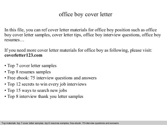 office boy cover letter resume for office boy