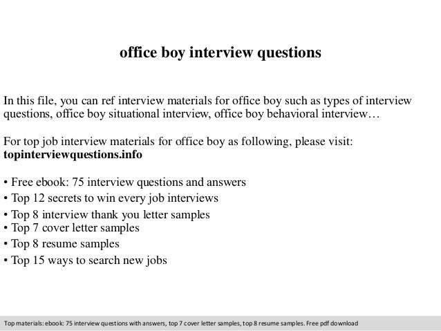 office boy interview questions resume for office boy
