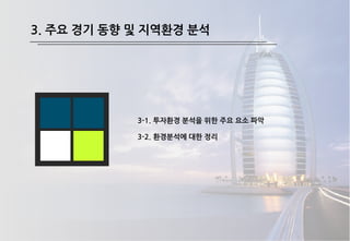 3-1. 투자환경 분석을 위한 주요 요소 파악
3-2. 환경분석에 대한 정리
3. 주요 경기 동향 및 지역환경 분석
 