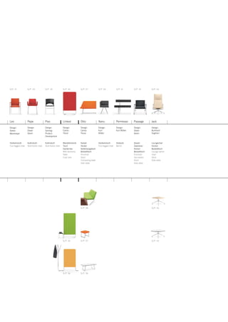 S/P 31

S/P 34

S/P 35

S/P 36

S/P 37

S/P 40

S/P 41

S/P 42

S/P 43

Leo

Pepe

Pixo

Linked

Otto

Nanu

Permesso

Passage

Jack

Design:
Stefan
Westmeyer

Design:
Dieter
Stierli

Design:
Synergy
Product
Development

Design:
Carlos
Tíscar

Design:
Carlos
Tíscar

Design:
Kurt
Müller

Design:
Kurt Müller

Design:
Dieter
Stierli

Design:
Burkhard
Vogtherr

Vierbeinstuhl
Four-legged chair

Kufenstuhl
Skid-frame chair

Kufenstuhl
Skid-frame chair

Wandelemente
Tisch
Garderobe
Wall elements
Table
Coat rack

Sessel
Hocker
Verbindungstisch
Beistelltisch
Armchair
Stool
Connecting table
Side table

Vierbeinstuhl
Four-legged chair

Sitzbank
Bench

Sessel
Zweisitzer
Hocker
Beistelltisch
Armchair
Two-seater
Stool
Side table

Loungechair
Hocker
Beistelltisch
Lounge swivel
chair
Stool
Side table

S/P 38

S/P 43

S/P 36

S/P 37

S/P 43

S/P 36

S/P 38

 