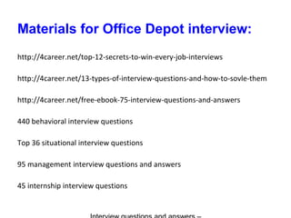 Office Help Interview Questions Office depot interview questions and answers | PPT