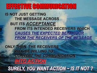 10 June 2021 34
IS NOT JUST GETTING
THE MESSAGE ACROSS
BUT ITS ACCEPTANCE
FROM ITS INTENDED RECEIVERS WHICH
CAUSES THE EXPECTED BEHAVIOUR
FROM THE RECEIVERS OF THE MESSAGE
ONLY THEN, THE RECEIVERS
WILL BE WILLING TO
CONVERT THE COMMUNICATION
INTO ACTION
 