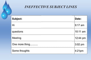 INEFFECTIVE SUBJECT LINES
 