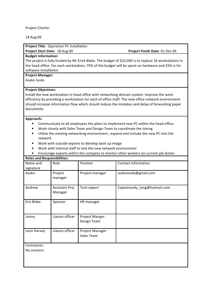 office group project charter construction project charter sample
