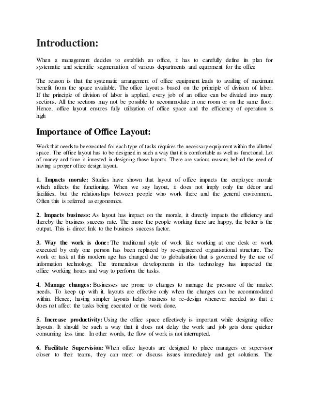 a report on office layout in productivity functional office layout