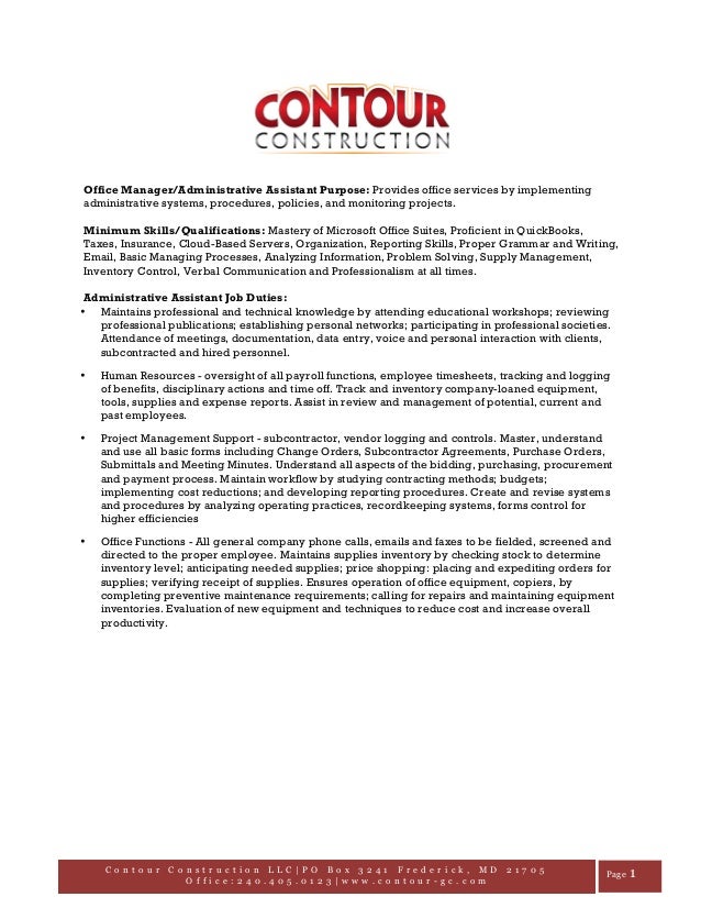 office manager administrative assistant position details office services assistant job description