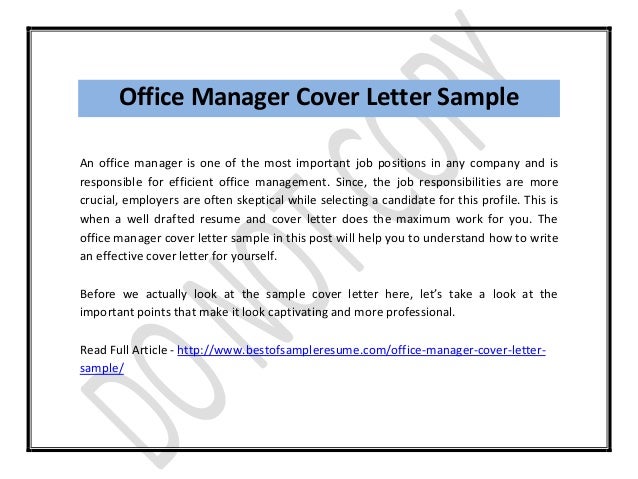 business office manager cover letter