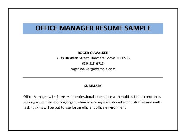 example of office manager resumes