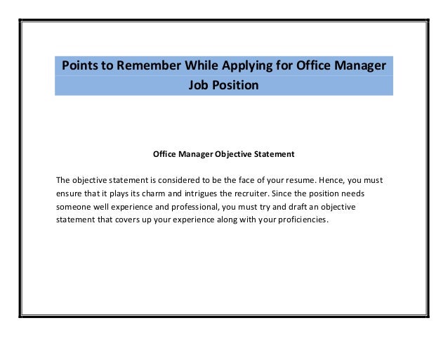 resumes for office manager