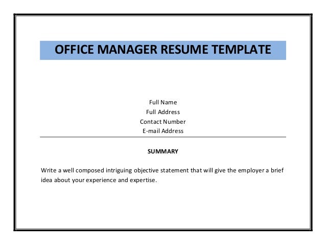 office manager resumes