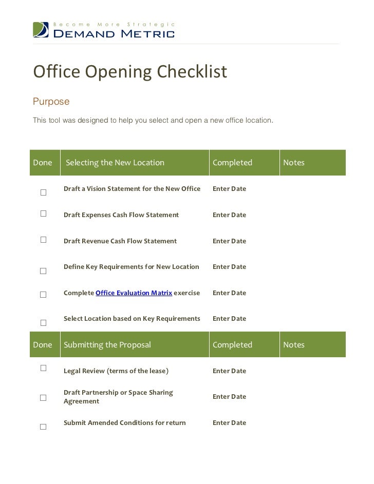 office checklist