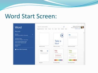 Word Open Screen OfficeProd.Lesson1.Introduction to MS Word 2013.ppsx