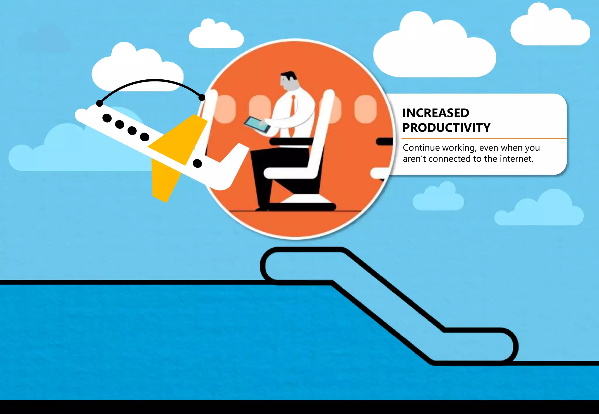 INCREASED
PRODUCTIVITY
Continue working, even when you
aren’t connected to the internet.