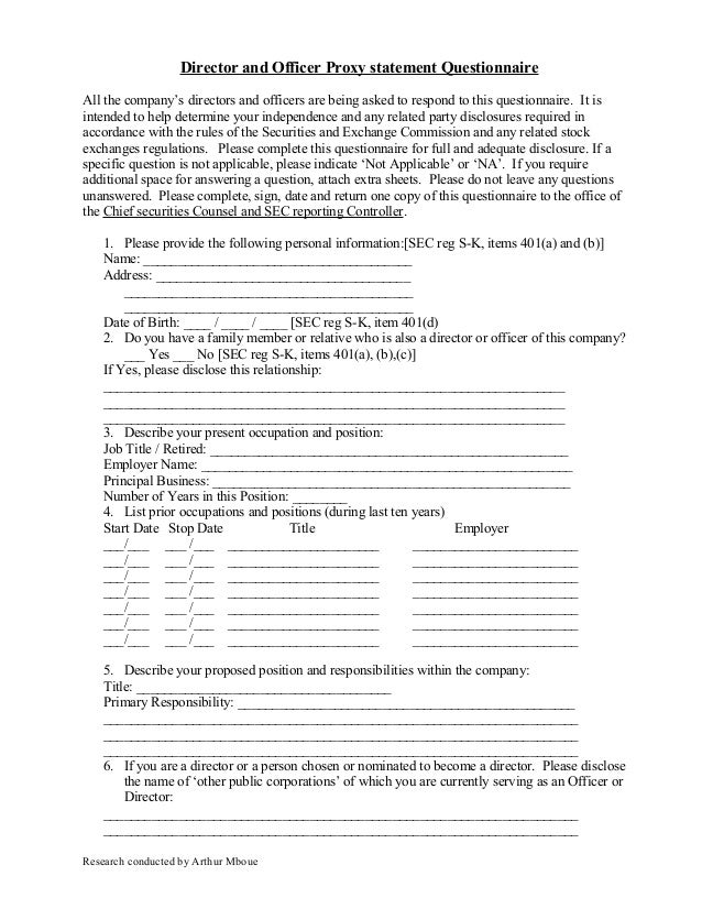 sec 16 officer questionanaire sample corporation minutes sample