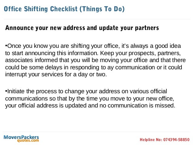 relocating checklist