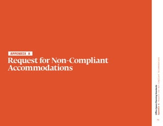 Request for Non-Compliant
Accommodations
APPENDIX A
71
Office
Space
Planning
Standards
Appendix
A:
Request
for
Non-Compliant
Accommodations
 