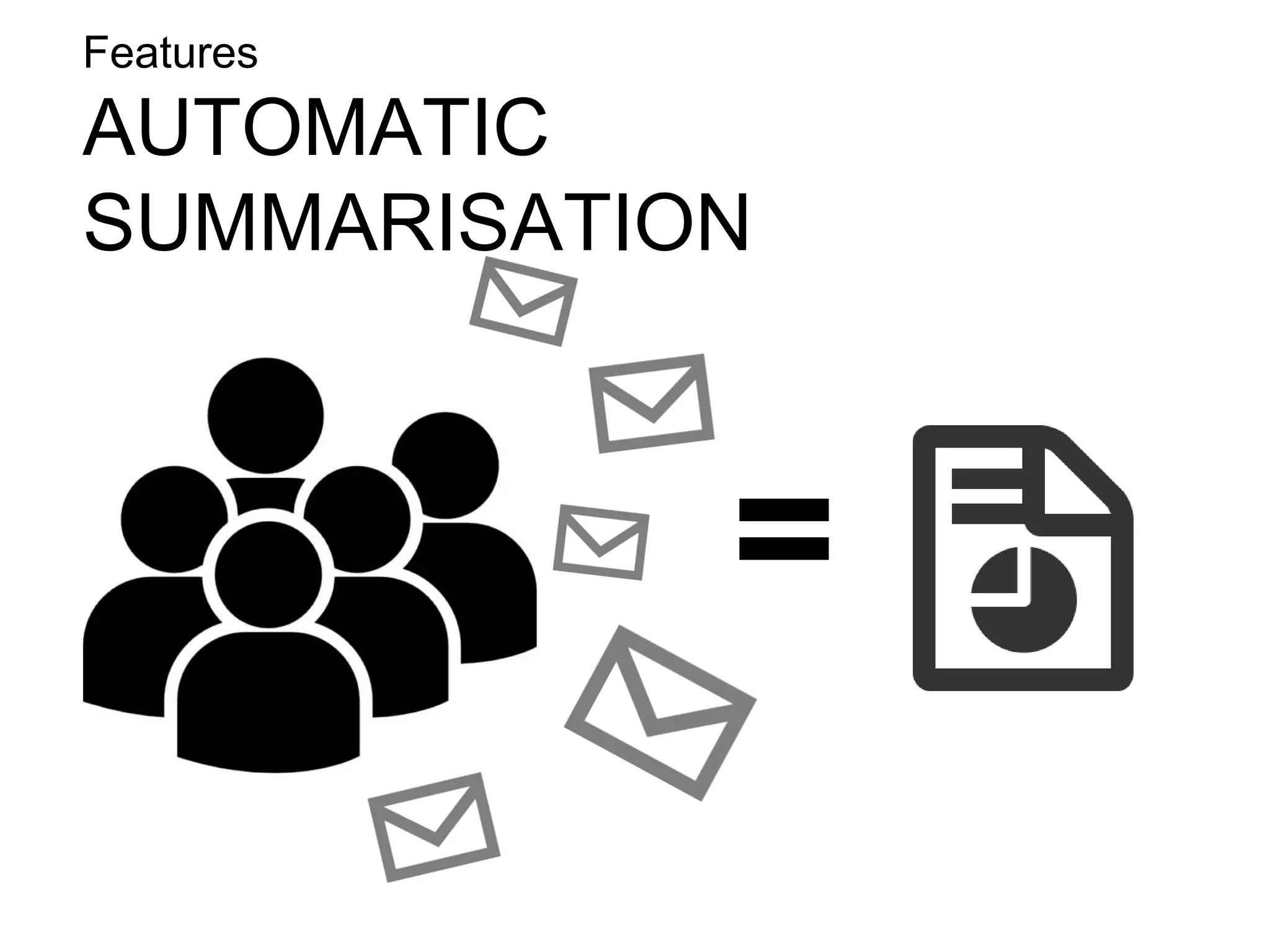 Features
AUTOMATIC
SUMMARISATION
=
 