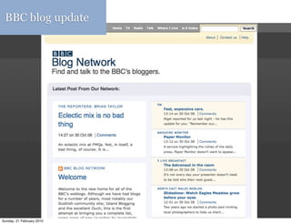 BBC blog update




Sunday, 21 February 2010
 