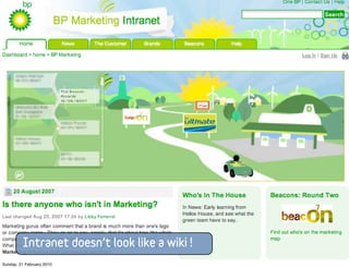 Intranet doesn’t look like a wiki !
Sunday, 21 February 2010
 