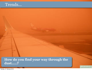 Trends...




      How do you find your way through the
      dust.....?
Sunday, 21 February 2010
 