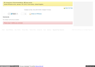 21 connections, 0 recommendations, 55 honor points.
Joined APSense since, January 17th, 2013, From Essex, United Kingdom.
Report this Page

Created on Dec 21st 2013 04:00. Viewed 15 times.
Like

0

Tw eet

0

0

Share on APSense

Comments
No comment, be the first to comment.

Please sign in before you comment.

Home - About APSense - How It Works - Privacy Policy - Terms of Use - Contact Us - Tools - Directory - Upgrade Your Account

open in browser PRO version

Are you a developer? Try out the HTML to PDF API

©2007-2013 APSense Ltd. All Rights Reserved.

pdfcrowd.com

 