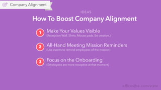 officevibe.com/state
How To Boost Company Alignment
Focus on the Onboarding
(Employees are more receptive at that moment)
...