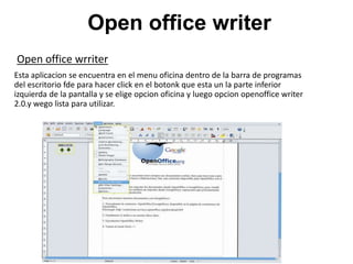 Open office Writer Primeros pasos. | PPTX