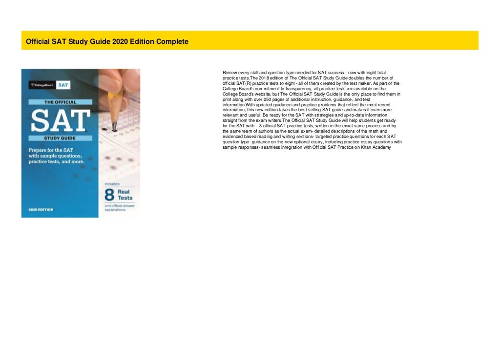 Official SAT Study Guide 2020 Edition Complete