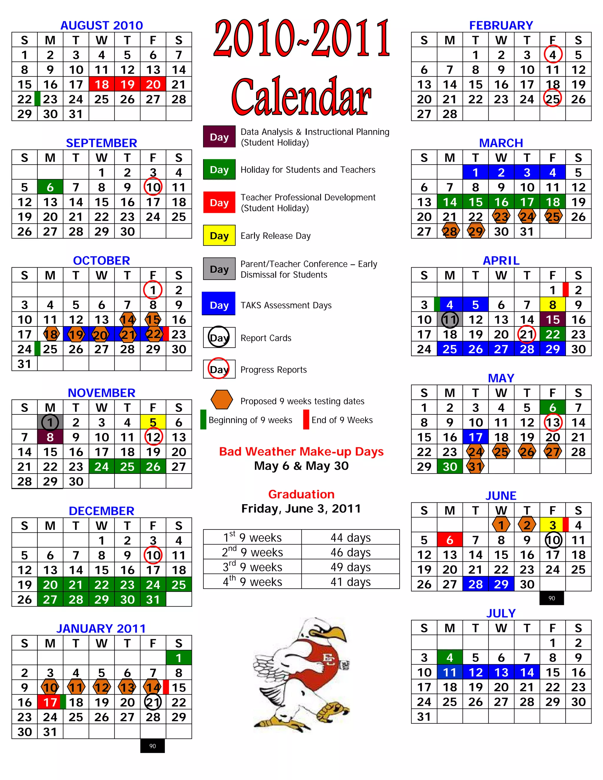 Official 2010 2011 calendar | PDF | National & Civic