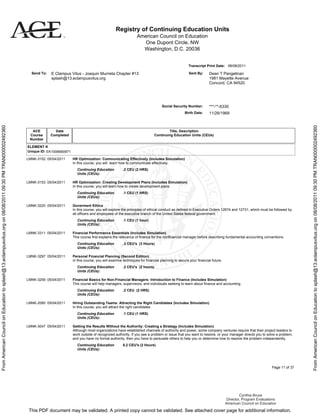 ACE Credit - Official Academic Transcript - Dean Pangelinan | PDF