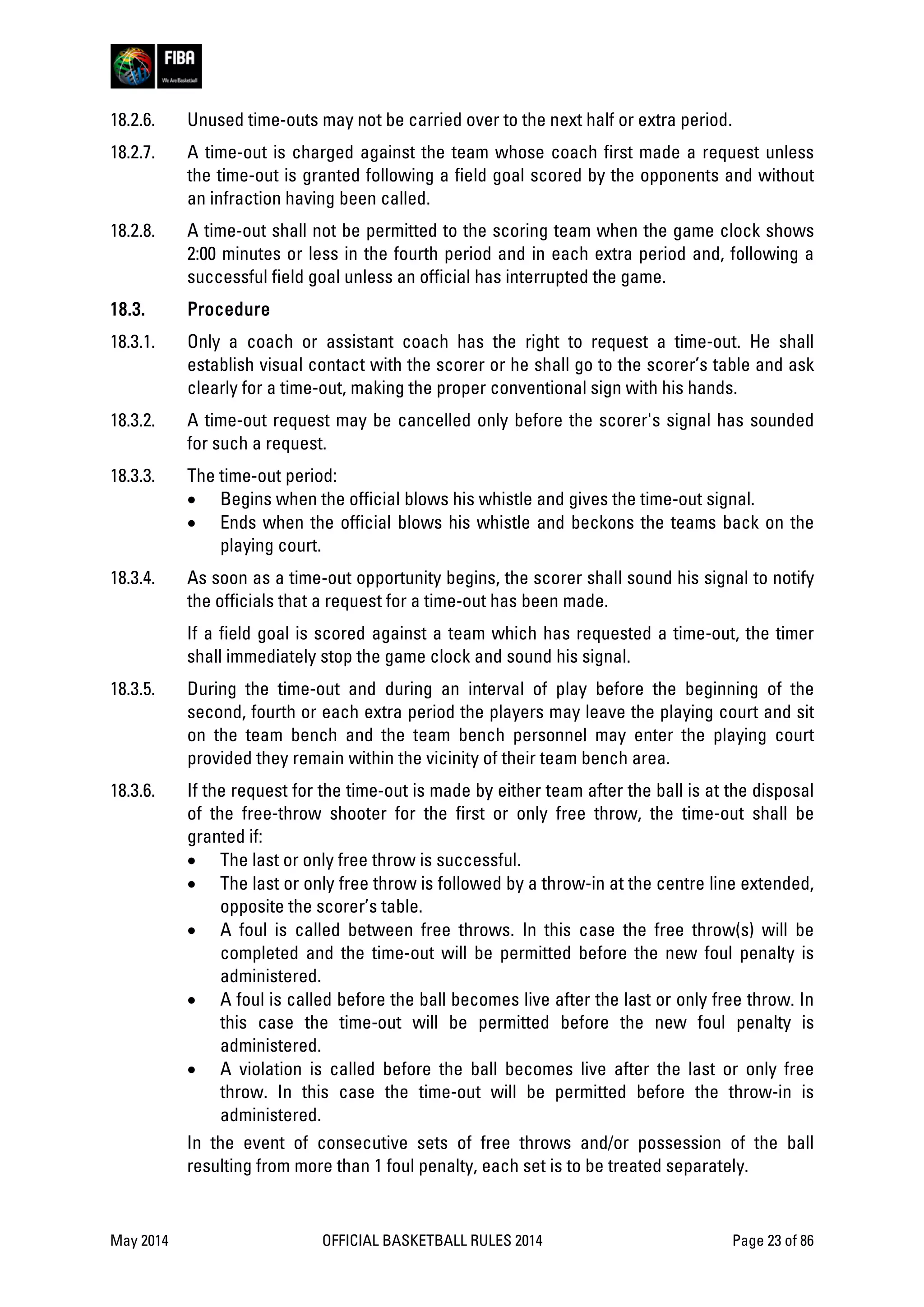 FIBA Official basketball rules | PDF