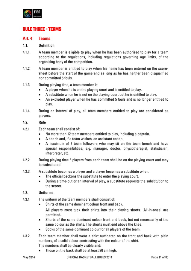 FIBA Official basketball rules