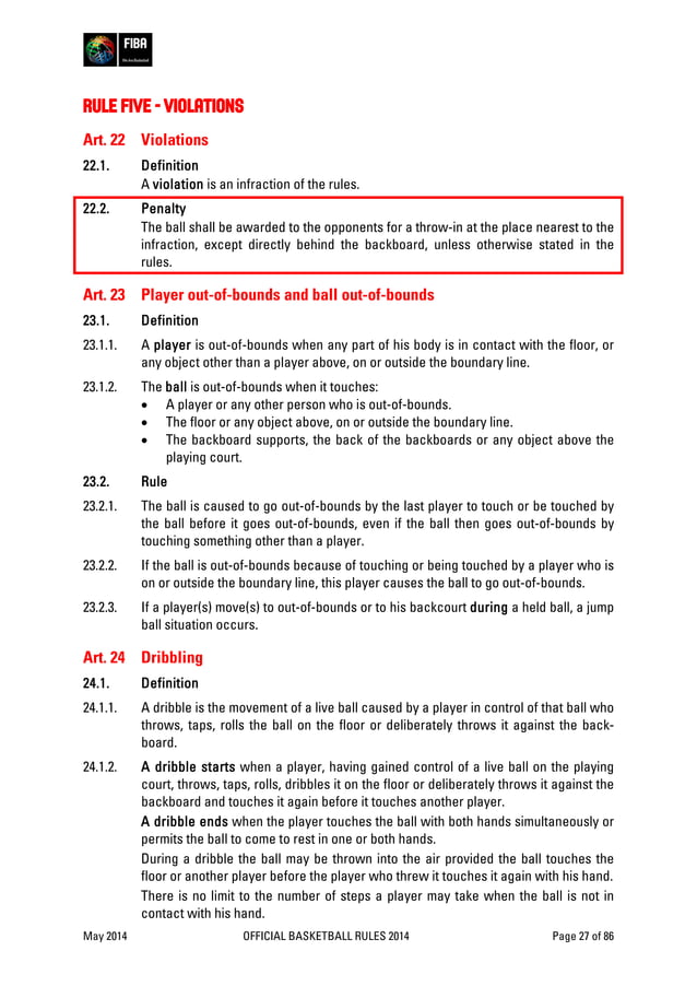 FIBA Official basketball rules
