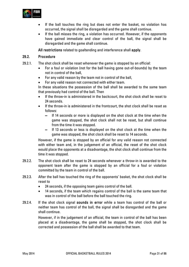 FIBA Official basketball rules