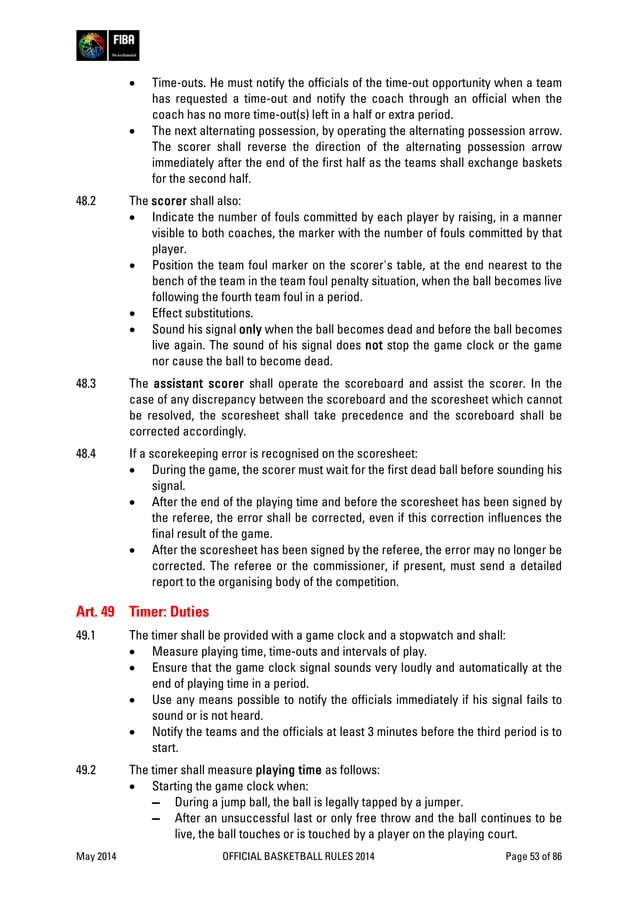 FIBA Official basketball rules
